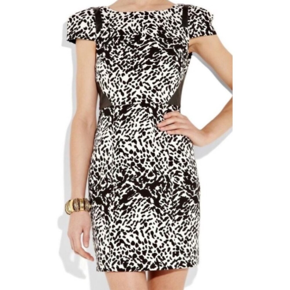 Tibi Snow Leopard Dress in black/white